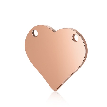 Picture of Stainless Steel Blank Stamping Tags Connectors Charms Pendants Heart Rose Gold Mirror Polishing 12mm x 9mm, 1 Piece