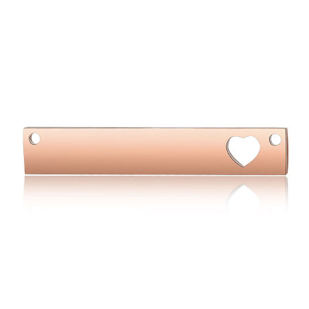 Picture of Stainless Steel Blank Stamping Tags Connectors Charms Pendants Rectangle Rose Gold Mirror Polishing 40mm x 7mm, 1 Piece
