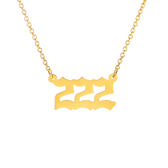 Immagine di 316 Acciaio inossidabile Cavo Catena Accessori Collana Oro Placcato Numero Messaggio" 222 " 40cm Lunghezza, 1 Pz