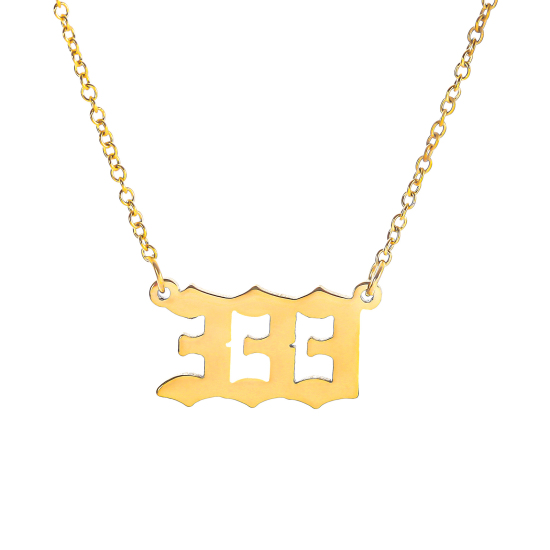 Immagine di 316 Acciaio inossidabile Cavo Catena Accessori Collana Oro Placcato Numero Messaggio" 333 " 40cm Lunghezza, 1 Pz