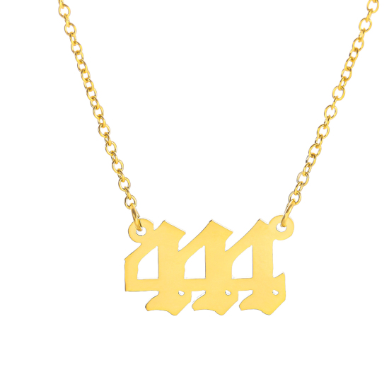 Immagine di 316 Acciaio inossidabile Cavo Catena Accessori Collana Oro Placcato Numero Messaggio" 444 " 40cm Lunghezza, 1 Pz