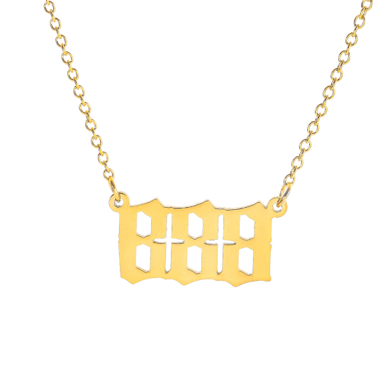 Immagine di 316 Acciaio inossidabile Cavo Catena Accessori Collana Oro Placcato Numero Messaggio" 888 " 40cm Lunghezza, 1 Pz