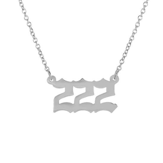 Immagine di 316 Acciaio inossidabile Cavo Catena Accessori Collana Tono Argento Numero Messaggio" 222 " 40cm Lunghezza, 1 Pz