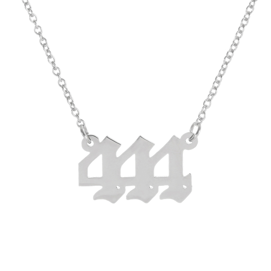 Immagine di 316 Acciaio inossidabile Cavo Catena Accessori Collana Tono Argento Numero Messaggio" 444 " 40cm Lunghezza, 1 Pz