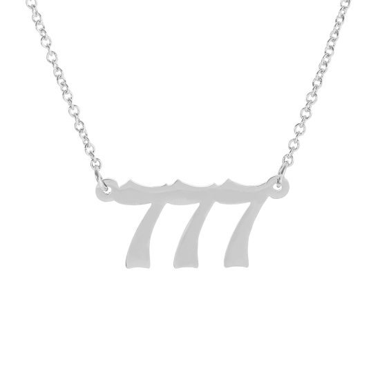 Immagine di 316 Acciaio inossidabile Cavo Catena Accessori Collana Tono Argento Numero Messaggio" 777 " 40cm Lunghezza, 1 Pz
