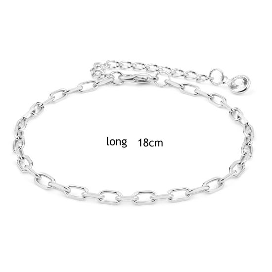 Picture of Copper & Cubic Zirconia Bracelets Real Platinum Plated Paper Clip Clear Cubic Zirconia 19.8cm(7 6/8") long, 1 Piece