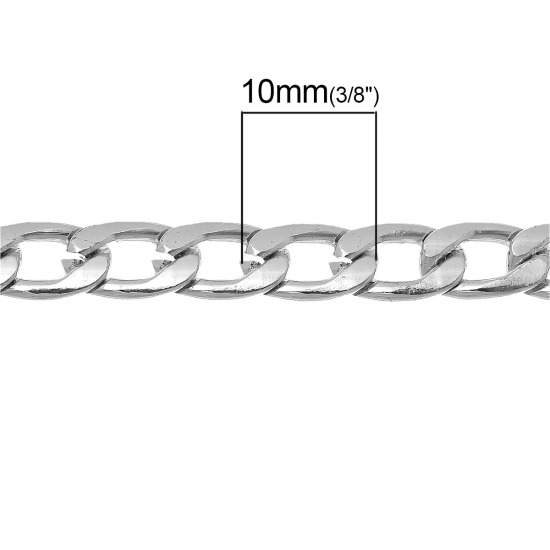 Bild von Aluminium Offen Panzerkette Kette Platt Silberfarben 10x6mm, 2 Meter