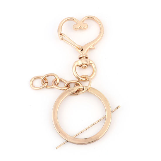Изображение Цинковый Сплав Кольца и Цепи для Ключей KC Позолоченный Кольцо Сердце 6.8см, 10 Комплектов ( 3 ШТ/Комплект)