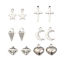 Picture of Zinc Based Alloy Charms Cross Antique Silver Color Moon 18mm x 10mm - 10mm x 7mm, 1 Set ( 12 PCs/Set)