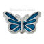 Изображение Цинковый Сплав Прокладка Бусины Бабочка Синий Посеребренный С Эмалью Около 17мм x 10мм, 5 ШТ