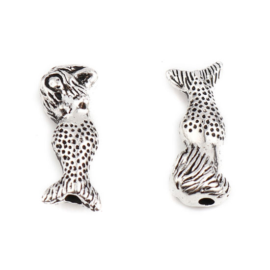 Image de Perles en Alliage de Zinc Sirène Argent Vieilli 20mm x 8mm, Trou: env. 1.9mm, 10 Pcs