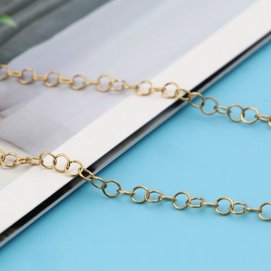 Imagen de 20 Unidades 3mm Diámetro, 0.4mm(26 gauge) Acero Inoxidable Abierto Argollas 18K Oro Real Chapado Ronda