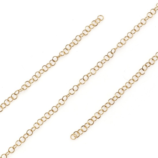 Imagen de 20 Unidades 3mm Diámetro, 0.4mm(26 gauge) Acero Inoxidable Abierto Argollas 18K Oro Real Chapado Ronda