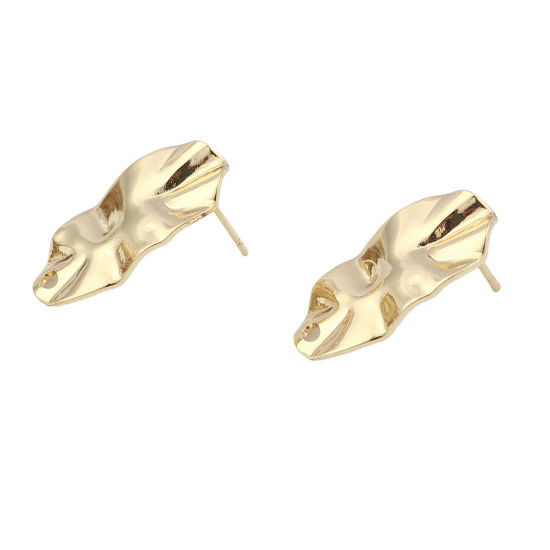 亜鉛合金 イヤリング イヤリングパーツ 楕円形 リアルゴールドメッキ 25mm x 12mm、 ワイヤーサイズ: （21号）、 4 個 の画像