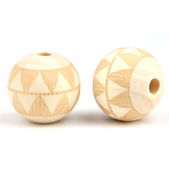 Picture of Wood Spacer Beads Round Natural Triangle About 16mm Dia., Hole: Approx 4.1mm, 20 PCs