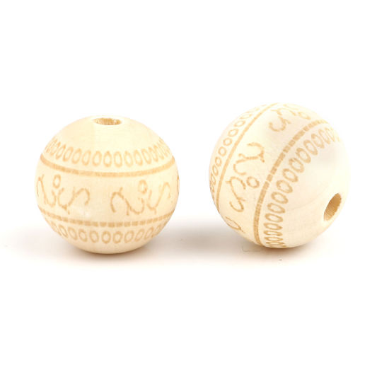 Picture of Wood Spacer Beads Round Natural Circle About 20mm Dia., Hole: Approx 4.5mm, 20 PCs