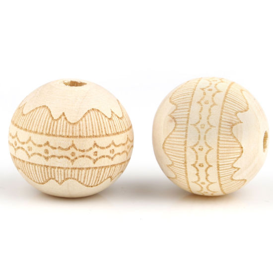 Picture of Wood Spacer Beads Round Natural Streak About 20mm Dia., Hole: Approx 4.5mm, 20 PCs