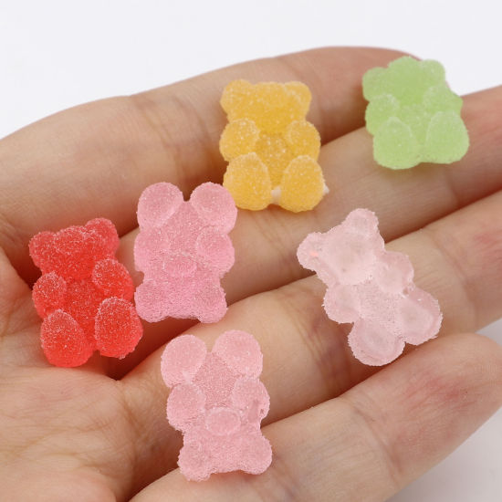 Picture of Resin Embellishments Candy At Random Color Bear Pattern 17mm x 11mm, 10 PCs