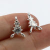 Picture of Zinc Based Alloy Connectors Triangle Silver Plated Clear Rhinestone 13mm x 9mm, 10 PCs
