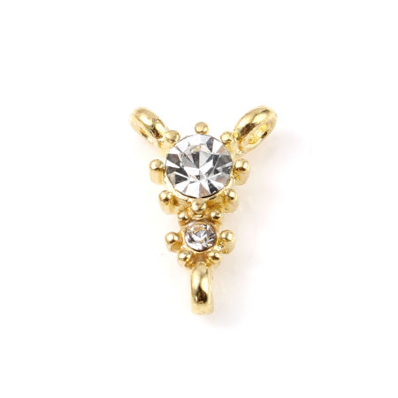 Picture of Zinc Based Alloy Connectors Triangle Gold Plated Clear Rhinestone 13mm x 9mm, 10 PCs