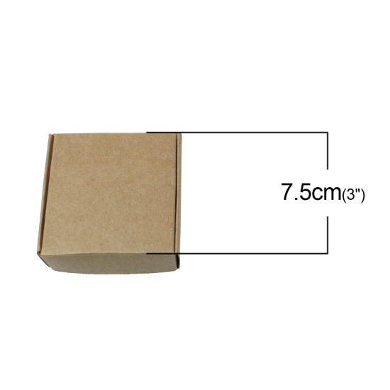 Image de Boîte Emballage Cadeau en Papier Brun Clair 7.5cm x 7.5cm, 10 PCs