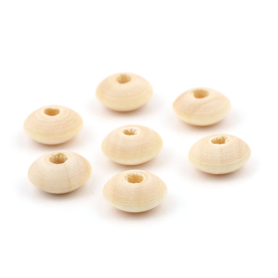 Image de Perles en Bois UFO Couleur Naturelle 12mm Dia, Trou: env. 3.3mm, 200 Pcs