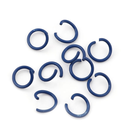 Image de 100 Pcs 10mm Dia, 1.3mm(taille 16) Anneaux de Jonction pour la Fabrication de Bijoux Ouvert en Alliage de Fer Bleu Rond