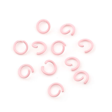 Image de 100 Pcs 10mm Dia, 1.3mm(taille 16) Anneaux de Jonction pour la Fabrication de Bijoux Ouvert en Alliage de Fer Rose Rond