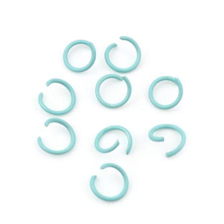 Image de 100 Pcs 10mm Dia, 1.3mm(taille 16) Anneaux de Jonction pour la Fabrication de Bijoux Ouvert en Alliage de Fer Cyan Rond