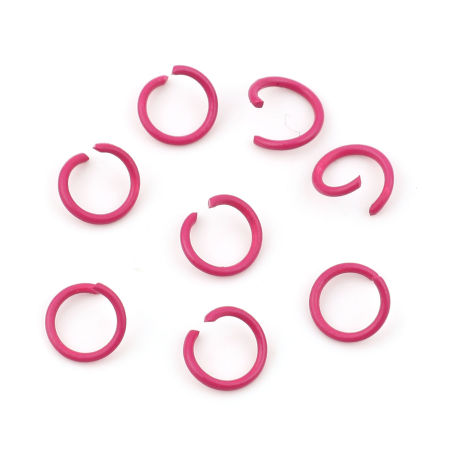 Image de 100 Pcs 10mm Dia, 1.3mm(taille 16) Anneaux de Jonction pour la Fabrication de Bijoux Ouvert en Alliage de Fer Fuchsia Rond