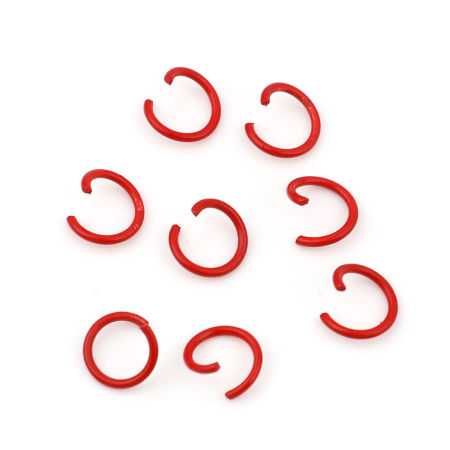 Image de 100 Pcs 10mm Dia, 1.3mm(taille 16) Anneaux de Jonction pour la Fabrication de Bijoux Ouvert en Alliage de Fer Rouge Rond