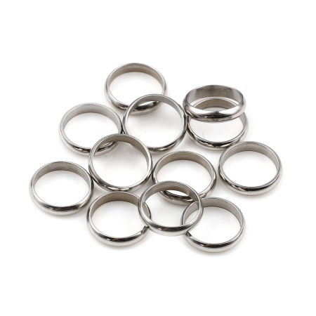 Image de 10 Pcs Connecteurs Pendentifs Breloques en Acier Inoxydable Argent Mat Annulaire 12mm Dia.