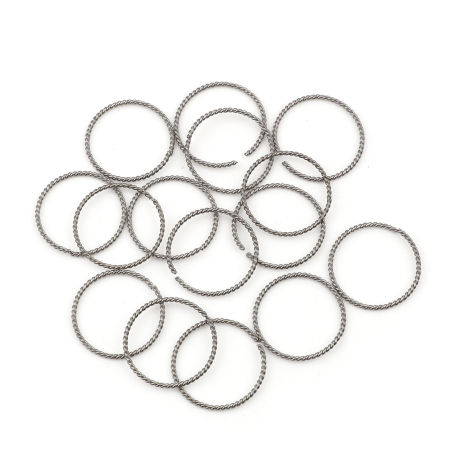 Image de 20 Pcs 19mm Dia, 1mm(taille 18) Anneaux de Jonction pour la Fabrication de Bijoux Ouvert en Acier Inoxydable Argent Mat Tressé