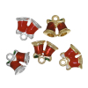 Picture of Zinc Metal Alloy Charms Christmas Jingle Bell Bowknot Carved At Random Mixed Enamel 16mm( 5/8") x 14mm( 4/8"), 10 PCs