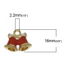 Picture of Zinc Metal Alloy Charms Christmas Jingle Bell Bowknot Carved At Random Mixed Enamel 16mm( 5/8") x 14mm( 4/8"), 10 PCs