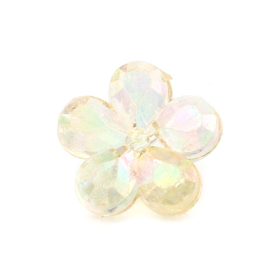 Imagen de Acrílico Cuentas Flor , Amarillo Transparente AB Color 12mm x 12mm, Agujero: Aprox 2.4mm, 200 Unidades