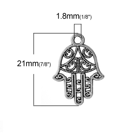 Image de Pendentifs en Alliage de Zinc Paume Argent Vieilli Creux 21mm x 15mm, 100 Pcs