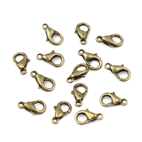 Picture of Zinc Based Alloy Lobster Clasp Findings Antique Bronze 10mm x 5mm, 20 PCs