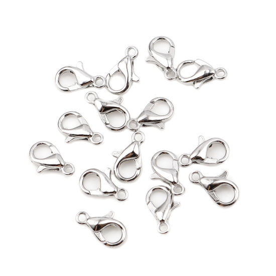 Picture of Zinc Based Alloy Lobster Clasp Findings Silver Tone 10mm x 5mm, 20 PCs