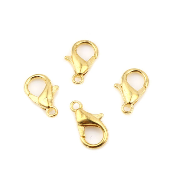 Picture of Zinc Based Alloy Lobster Clasp Findings Gold Plated 12mm x 7mm, 20 PCs