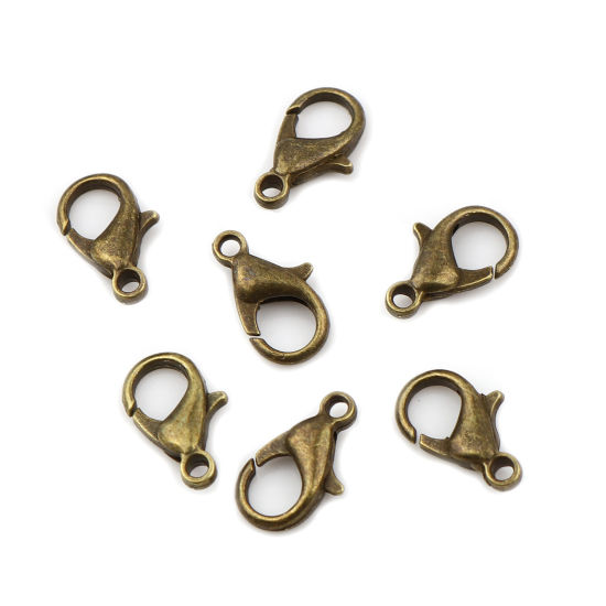 Picture of Zinc Based Alloy Lobster Clasp Findings Antique Bronze 14mm x 8mm, 20 PCs