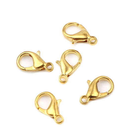 Picture of Zinc Based Alloy Lobster Clasp Findings Gold Plated 14mm x 8mm, 20 PCs