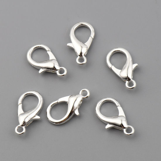 Picture of Zinc Based Alloy Lobster Clasp Findings Silver Plated 18mm x 10mm, 20 PCs