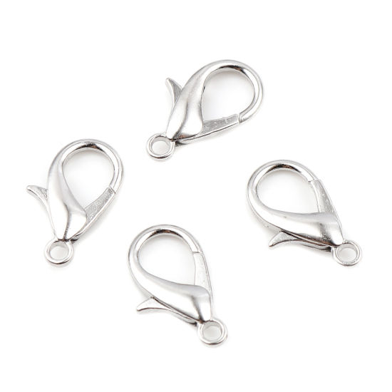 Picture of Zinc Based Alloy Lobster Clasp Findings Silver Tone 21mm x 11mm, 20 PCs