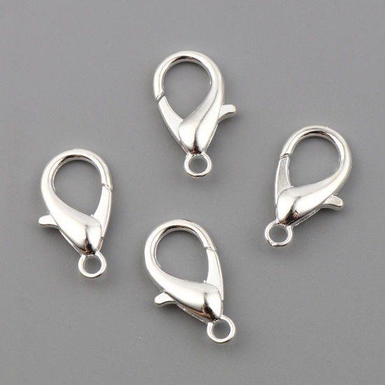 Picture of Zinc Based Alloy Lobster Clasp Findings Silver Plated 21mm x 11mm, 20 PCs