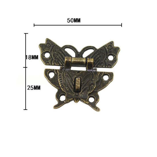 Picture of Antique Bronze - Zinc Based Alloy Cabinet Box Lock Catch Latches Butterfly DIY Accessories 5x4.3cm, 2 PCs
