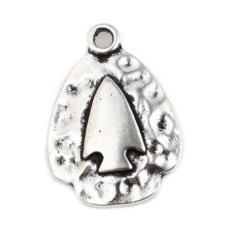 Image de Breloques en Alliage de Zinc Pointe de Flèche Argent Vieilli 23mm x 17mm, 10 Pcs