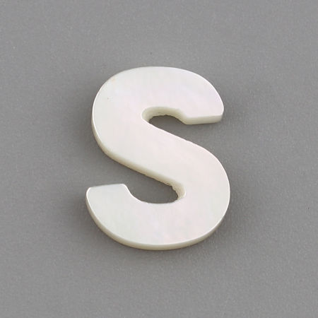 Picture of Natural Shell Loose Beads Capital Alphabet/ Letter Creamy-White Message " S " About 10mm x 8mm, Hole:Approx 0.5mm, 1 Piece