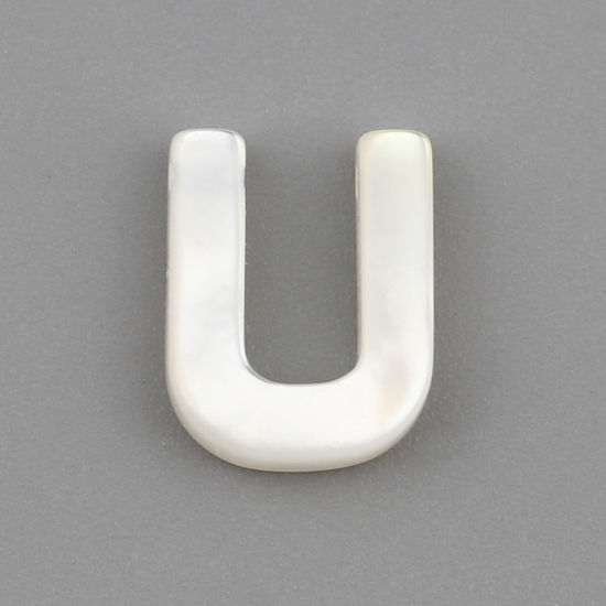 Image de Perles en Coquille Lettre Crème Mots" U " 10mm x 8mm, Taille de Trou: 0.5mm, 1 Pièce