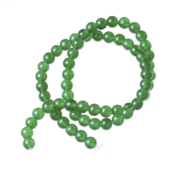 Picture of (Grade B) Agate (Natural & Dyed) Loose Beads Round Dark Green About 6mm(2/8") Dia, Hole: Approx 1.2mm, 38.3cm(15 1/8") long, 1 Strand (Approx 65 PCs/Strand)
